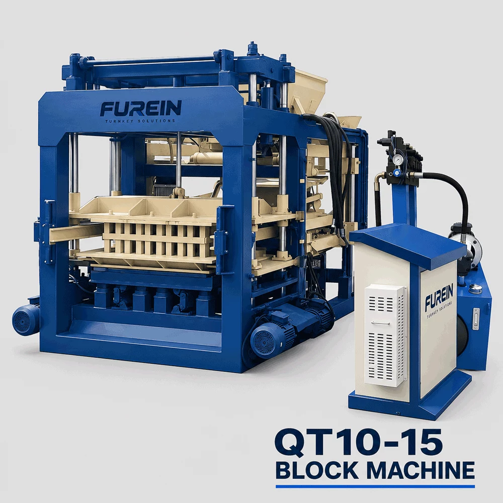 QT10-15 fully automatic hydraulic block making machine with control cabinet and hydraulic station