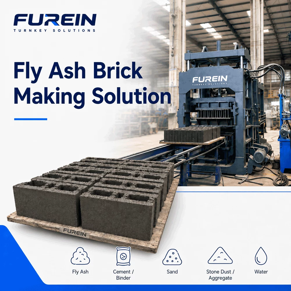 Fly ash brick making solution with automatic block making machine and fly ash bricks`| |标题|`Fly Ash Brick Making Solution`| |说明文字|留空| |描述|`Fly ash brick making solution designed for producing concrete blocks with fly ash, cement, sand, stone dust or other suitable materials.
